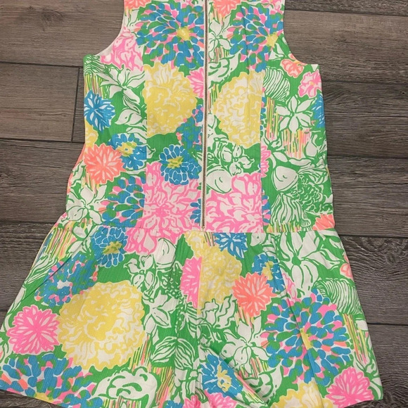 Lilly Pulitzer Gretchen Floral Colorful Romper Size 0 Hibiscus Stroll Print - Picture 7 of 9